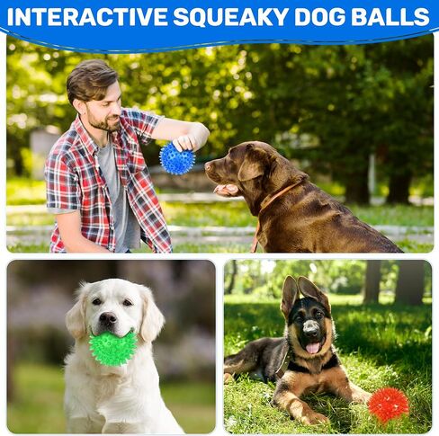 6 Pack 2.5" Light Up Squeaky Dog Balls, Spiky Dog Toy Balls for Puppy Small,Medium Dogs in Kuwait
