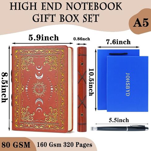 دفتر ملاحظات من Sun & Moon Faux Leather ، أجهزة الكمبيوتر المحمولة التنفيذية للنساء للنساء ، 320 صفحة دفتر المجلات مع القلم ، وتصميم Sun & Moon Vintage ، 1 Pack Purple A5 (Sun Moon Purple) in Kuwait