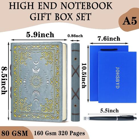 دفتر ملاحظات من Sun & Moon Faux Leather ، أجهزة الكمبيوتر المحمولة التنفيذية للنساء للنساء ، 320 صفحة دفتر المجلات مع القلم ، وتصميم Sun & Moon Vintage ، 1 Pack Purple A5 (Sun Moon Purple) in Kuwait