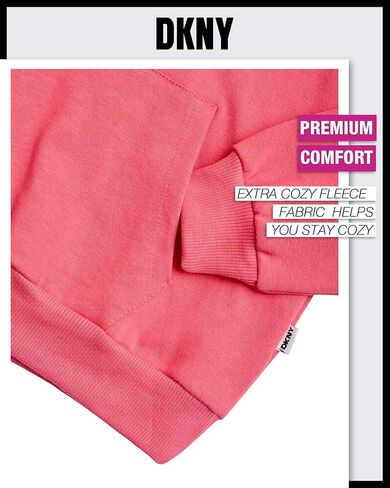 DKNY Girls' Jogger Set - 2 Piece Soft Fleece Athletic Pullover Hooded Sweatshirt and Jogger Sweatpants for Girls (Sizes:7-12) in Kuwait