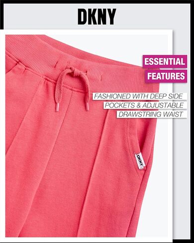 DKNY Girls' Jogger Set - 2 Piece Soft Fleece Athletic Pullover Hooded Sweatshirt and Jogger Sweatpants for Girls (Sizes:7-12) in Kuwait