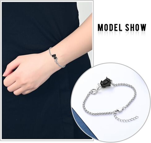 constantlife Rose Flower Urn Bracelet for Ashes for Women Stainless Steel Cremation Keepsake Adjustable Link Bangle Memorial Jewelry in Kuwait