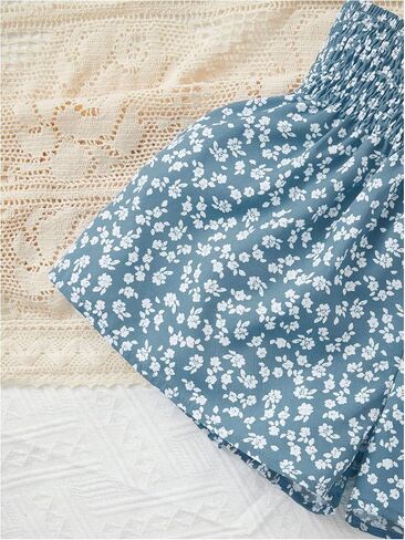 شورت WDIRARA للفتيات ذو خصر مرن وطبعة جلد الفهد واسع الساق وربطة أمامية in Kuwait