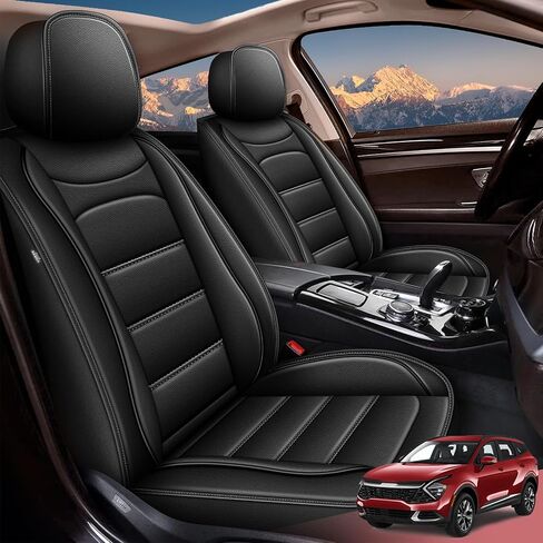 Car Seat Covers Fit for Kia Sportage 2018 2019 2020 2021 2022 2023 2024, Waterproof Leather Front Seat Cover Automotive Faux Leather Vehicle Cushion Covers(2 Seat Black) in Saudi Arabia