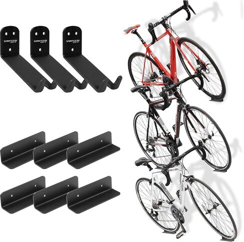 Venzo Bike Bicycle Cycling Pedal Wall Mount Indoor Storage Hanger Stand - Hook Rack Holder - with Tire Brackets - Great for Garage and Shed (1) in Saudi Arabia