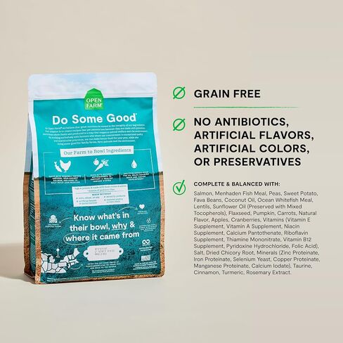 Open Farm, Grain-Free Dry Dog Food, Complete & Balanced Kibble, Sustainably & Ethically Sourced Ingredients, Non-GMO Veggies & Superfoods, Catch-of-The-Season Whitefish Recipe, 22lb Bag in Kuwait