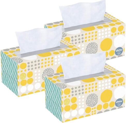 Kleenex Trusted Care Facial Tissues, 3 Flat Boxes, 160 Tissues per Box, 2-Ply (480 Total Tissues), Packaging May Vary in Kuwait