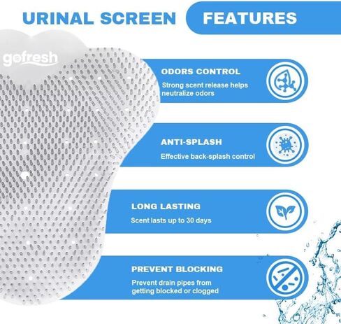 Urinal Screen Deodorizer (5 pack) Premium Long Bristle Anti-Splash 30 Day Odor Protection, One Size Fits All, For Toilet, Bathroom, Office, Restaurant, School, Hotel, Urinal Cake Alternative in Saudi Arabia