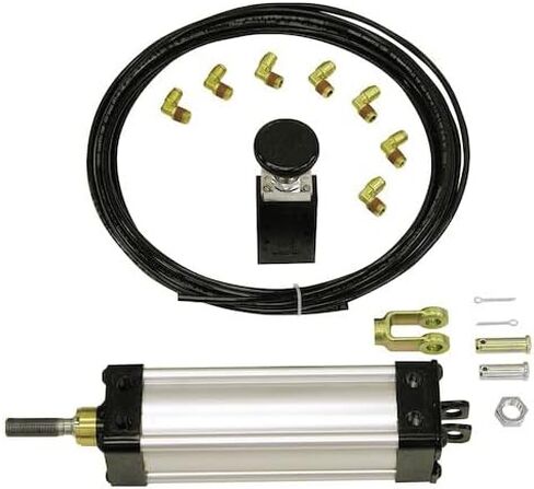 منتجات المشترين TGC25006VSPK طقم أسطوانة الباب الخلفي، أسطوانة هوائية مثبتة على Clevis، الأنابيب والتجهيزات، 6 أشواط، 2.5 تجويف، ملحقات شاحنة قلابة، أسود in Kuwait