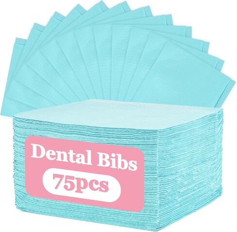 75pcs Dental Bibs Disposable - Disposable Dental Bibs Dentist Tattoo Bibs Pink Dental Bibs for Nails Patient Bibs Pink Towels Tattoo Table Covers Dental Pads Mats Paper Sheets Lash Supplies in Saudi Arabia