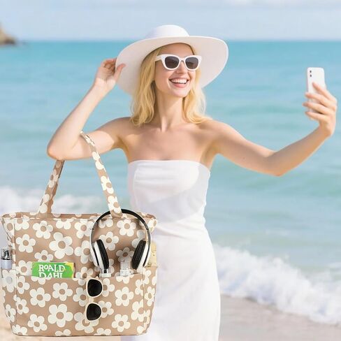 LOIDOU Large Tote Beach Bag Waterproof Sandproof Beach Pool bag with Zipper & Wet Pockets Shoulder Bag Travel Teacher Grocery in Kuwait