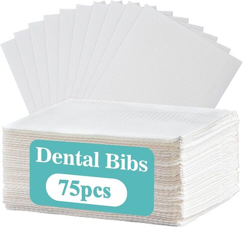 75pcs Dental Bibs Disposable - Disposable Dental Bibs Dentist Tattoo Bibs Pink Dental Bibs for Nails Patient Bibs Pink Towels Tattoo Table Covers Dental Pads Mats Paper Sheets Lash Supplies in Saudi Arabia
