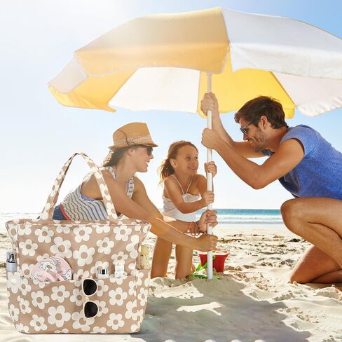 LOIDOU Large Tote Beach Bag Waterproof Sandproof Beach Pool bag with Zipper & Wet Pockets Shoulder Bag Travel Teacher Grocery in Kuwait