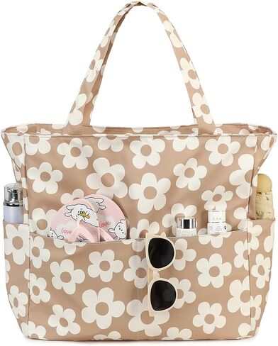 LOIDOU Large Tote Beach Bag Waterproof Sandproof Beach Pool bag with Zipper & Wet Pockets Shoulder Bag Travel Teacher Grocery in Kuwait