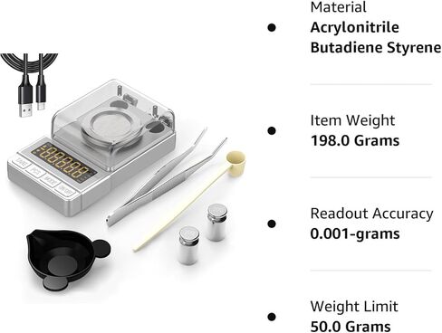 MAXUS Digital Milligram Scale 50g/0.001g, Compact Mg Scale with 20g Calibration Weight and Accessories, Black Powder Scale for Reloading in Kuwait