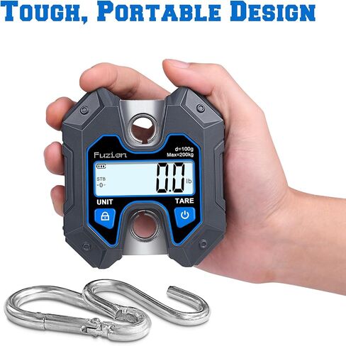 Fuzion Mini Crane Scale - Hanging Scale 440lb/200kg/1960N, Deer Scale Hanging with Large LCD Display, Hold & Tare Functions, No Assembly Needed in Kuwait