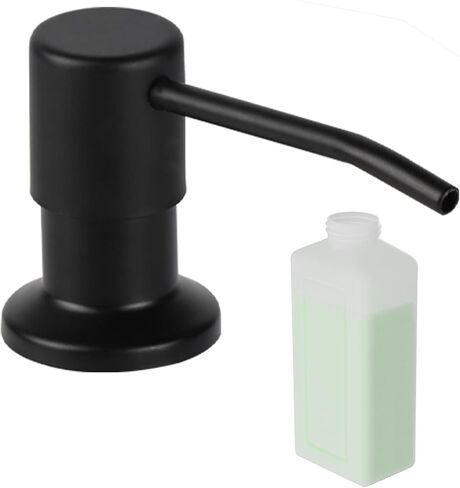Built in Soap Dispenser for Kitchen Sink, Brushed Nickel Stainless Steel Countertop Pump Head (Plastic Built-in), Dish Soap Hand Lotion Dispenser with Refillable 17OZ Bottle (Brushed Nickel) in Saudi Arabia
