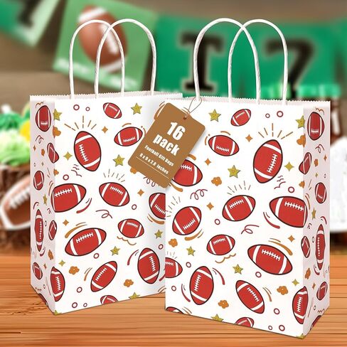 Shindel 16PCS Soccer Gift Bags, Paper Bags with Handles Soccer Goodie Bags Soccer Party Favor Bags Treat Candy Bags for Kids Birthday Gift Giving in Saudi Arabia