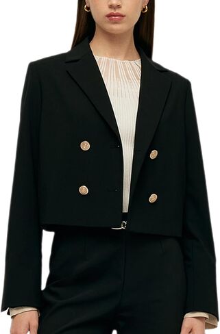 Blazers for Women Striped Crewneck Button Down Lightweight Cropped Jacket for Business Casual Work Interview in Saudi Arabia