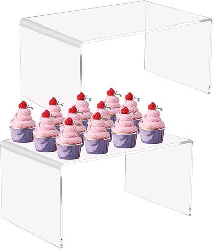 Durable 2-Pack Large Clear 5mm Thick Acrylic Display Risers for Funko POP figures,Retail Display, Display Riser Shelf Showcase Fixtures for Jewelry (4, 8''x 4''x 4.5'') in Saudi Arabia