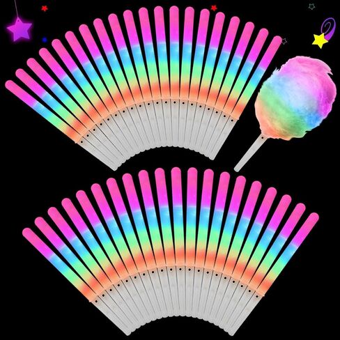 20 Pieces Cotton Candy Cones with LED Multi Mode Cotton Candy Sticks Reusable Flashing Glow Sticks for Christmas Party Amusement Park Birthday Party Supplies (20 PCS) in Saudi Arabia