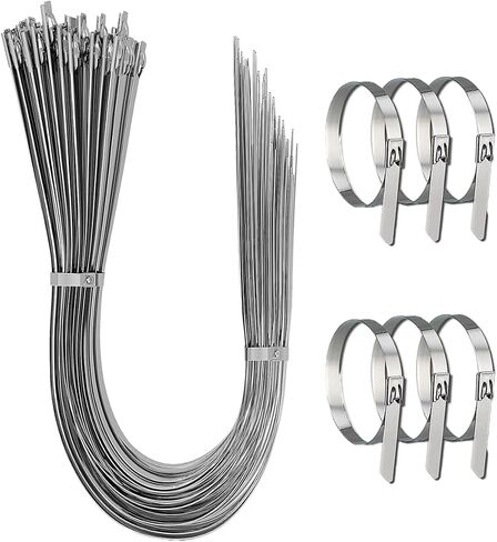 Heavy Duty Metal Zip Ties-50PCS, 16 inch, Silver-Max Weight 337lbs-Outdoor Use-304 Stainless Steel-for Home Improvement, Machinery, Vehicles, Farms, Cables, Fence in Saudi Arabia
