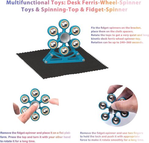 أدوات المكتب ذات الأداء المكتبي لـ Ferris-Wheels-Spinner: 4mins Metal Kinetic-Spinner Cooldgets لعيد الميلاد المنزل ، ADC-Toy ADHD ، هدية تخفيف الإجهاد للطفل للأطفال في سن المراهقة البالغة in Kuwait