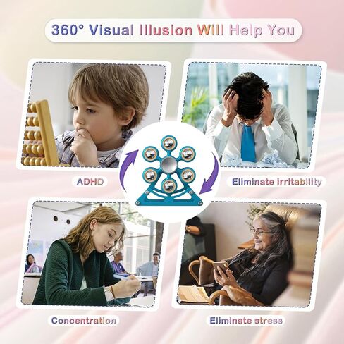 أدوات المكتب ذات الأداء المكتبي لـ Ferris-Wheels-Spinner: 4mins Metal Kinetic-Spinner Cooldgets لعيد الميلاد المنزل ، ADC-Toy ADHD ، هدية تخفيف الإجهاد للطفل للأطفال في سن المراهقة البالغة in Kuwait