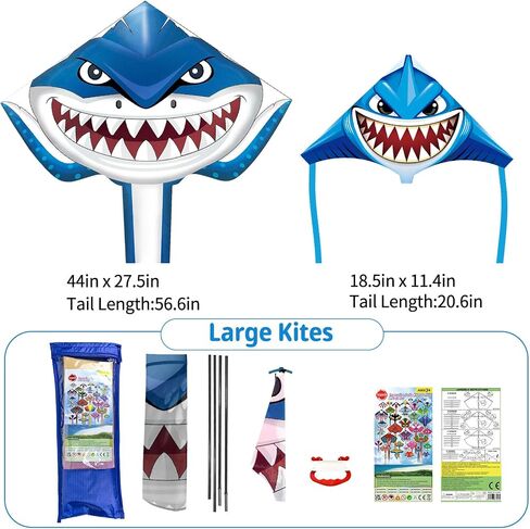 Kite for Kids Adults, 2 Pack Kites Include Large Kite and a Mini Finger Launcher Kite, Easy to Fly Kites for Kids Beginner, Beach Kite Birthday Gift Kids Kite for Ages 4-8 8-12 in Kuwait