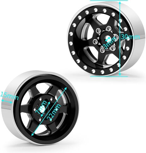 RCHUBAM 1.0" Plus RC Beadlock Wheels TRX4M SCX24 4Pcs Aluminum 1.1" Wheel Rims for 1/18 TRX4M 1/24 SCX24 Gladiator Deadbolt Bronco C10 JLU RC Crawler Car #A (Blue) in Kuwait