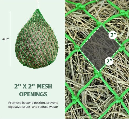 Tackmore Slow Feed Hay Net for Horses 40’’ Hay Bag Horse hay Feeder Net with 2’’ Holes Black in Kuwait