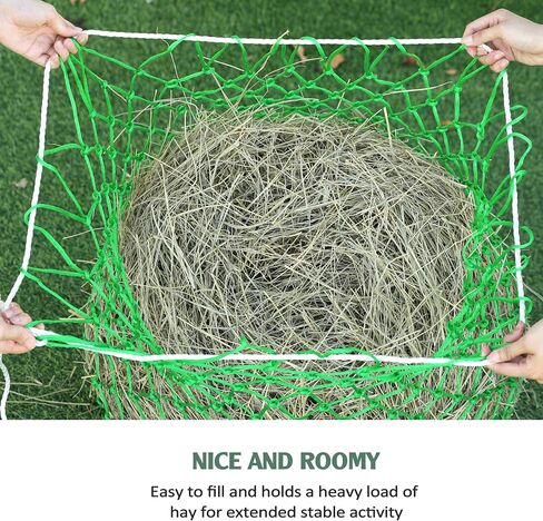 Tackmore Slow Feed Hay Net for Horses 40’’ Hay Bag Horse hay Feeder Net with 2’’ Holes Black in Kuwait