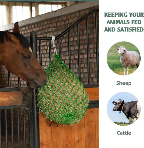 Tackmore Slow Feed Hay Net for Horses 40’’ Hay Bag Horse hay Feeder Net with 2’’ Holes Black in Kuwait