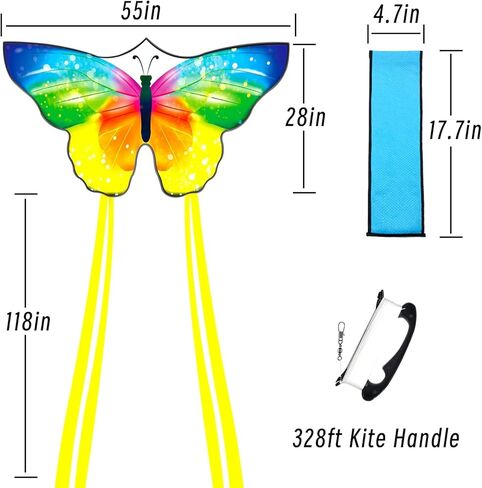 الطائرات الورقية الكبيرة للأطفال والبالغين ، يسهل الطيران والتجميع للمبتدئين والأطفال الصغار ، مع مقبض سلسلة طائرة ورقية 300 قدم ، طائرة ورقية شاطئية واحدة. in Kuwait