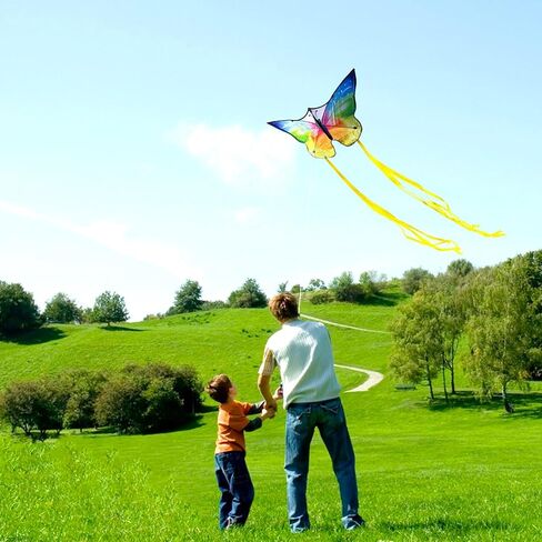 الطائرات الورقية الكبيرة للأطفال والبالغين ، يسهل الطيران والتجميع للمبتدئين والأطفال الصغار ، مع مقبض سلسلة طائرة ورقية 300 قدم ، طائرة ورقية شاطئية واحدة. in Kuwait