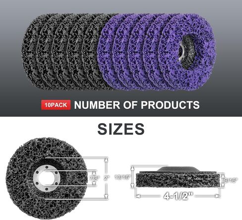 10-Pack 4" Paint Stripping Discs, 5 Purple & 5 Black for Angle Grinder, Ideal for Rust, Paint, and Adhesive Removal on Metal and Wood in Saudi Arabia