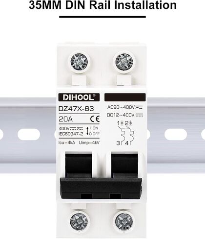 DIHOOL DC Miniature Circuit Breaker, 2-Pole 30 Amp Solar Disconnect Switch, AC DC Universal DIN Rail Mount Circuit Breakers in Saudi Arabia