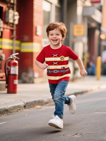 COSLAND Boys and Toddlers' Cotton Print Short Sleeve T-Shirt, Novelty Crew Neck Tee, 2T-Large in Kuwait