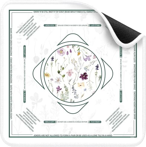Deyimmei Mahjong Mat for Table - غطاء طاولة Mahjong غير المنقوش مع جيوب التخزين ، وملحقات Mahjong المثالية والهدايا للنساء ، والرجال ، وعشاق Mahjong ، اللون الأزهار المائية in Kuwait
