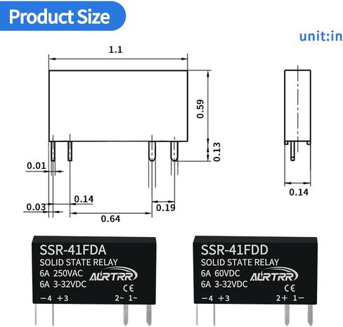 (2pcs) Solid State Relay 1a,dc SSR din Rail,Input:3-32Vdc,Output:5-60Vdc,41Fdd,Signal Relay,Non-Contact Relay,Mini,Slim 12V 5V 3v 3.3V Ac dc-dc,Board in Saudi Arabia