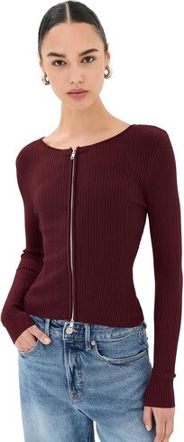 Good American Women's Virgo Rib Zip Front Sweater in Saudi Arabia
