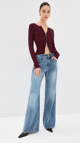 Good American Women's Virgo Rib Zip Front Sweater in Saudi Arabia