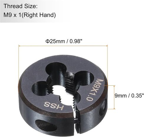 HARFINGTON Round Threading Die M7 x 1.25 Metric Thread 25mm OD Adjustable Right Hand High-Speed Steel (HSS) Round Die Screw Thread Cutting Die for Thread Repair in Saudi Arabia
