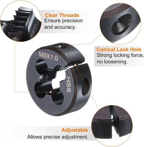 HARFINGTON Round Threading Die M7 x 1.25 Metric Thread 25mm OD Adjustable Right Hand High-Speed Steel (HSS) Round Die Screw Thread Cutting Die for Thread Repair in Saudi Arabia