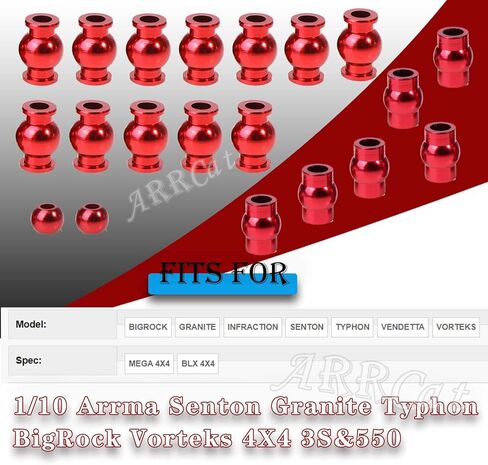 Aluminum Suspension Link Pivot Ball,Shock Pivot Ball,Steering Link Pivot Ball for 1/10 Arrma Senton Granite Big Rock Vorteks Typhon 4X4 3S&550,22 PCS Upgrades Part Hops Up,Replace AR330515,Blue in Kuwait