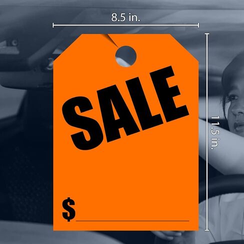 Versa-Tags Car Mirror Hang Tags - 8.5" x 11.5", Slogan-Sale, Pack of 50, Perfect for Auto Dealership Supplies & Car Lots Fluorescent (Green, 50) in Kuwait