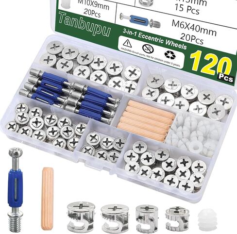 115Pcs Cam Locks for Furniture, 3-in-1 Eccentric Wheels Bolt, Cam Lock Nuts and Cam Screws,Connecting Fastener Cabinet Connectors Hardware,Multi-Size Nut & Bolt Assortment Sets in Saudi Arabia