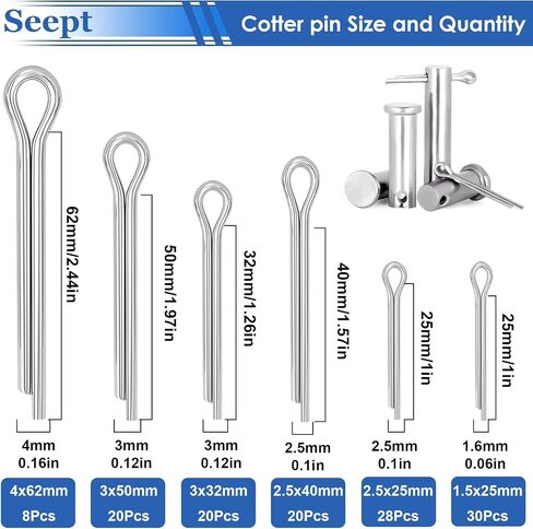 200 Pcs Cotter Pins 13-Values R-Pins & Cotter Pin Assortment Kit 304 Stainless Steel Cotter Pins Hitch Pin Clip Tractor Cotter Pin Used for Hitch Pin Lock System, Trucks, Engine Hardware Pin in Saudi Arabia