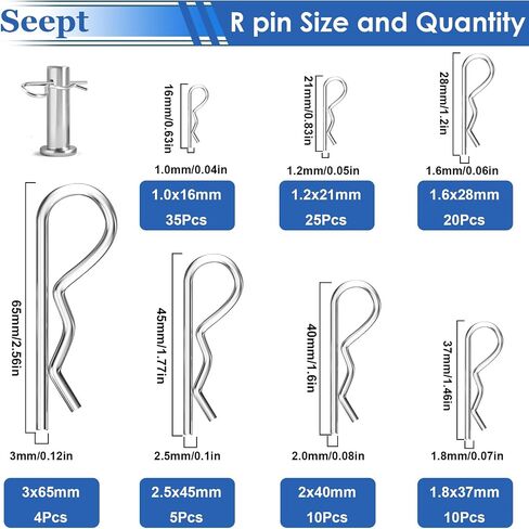 200 Pcs Cotter Pins 13-Values R-Pins & Cotter Pin Assortment Kit 304 Stainless Steel Cotter Pins Hitch Pin Clip Tractor Cotter Pin Used for Hitch Pin Lock System, Trucks, Engine Hardware Pin in Saudi Arabia
