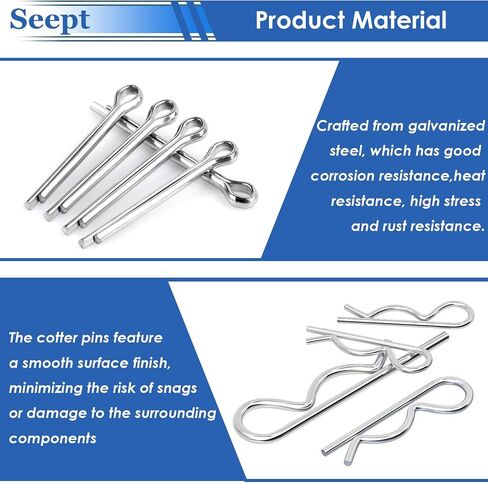 200 Pcs Cotter Pins 13-Values R-Pins & Cotter Pin Assortment Kit 304 Stainless Steel Cotter Pins Hitch Pin Clip Tractor Cotter Pin Used for Hitch Pin Lock System, Trucks, Engine Hardware Pin in Saudi Arabia